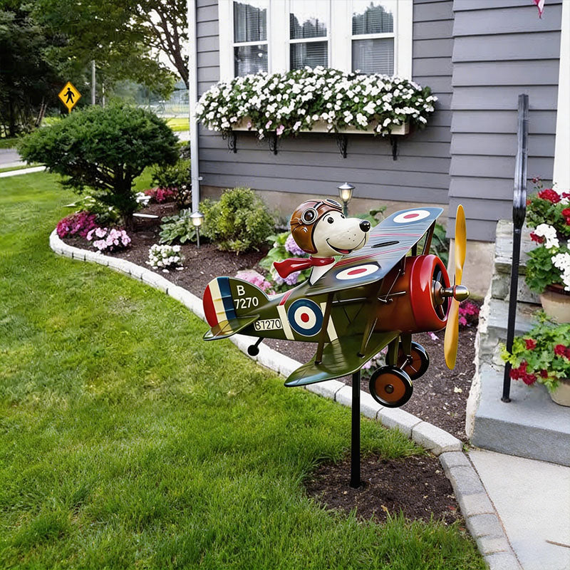 Rust-Resistant Vintage Airplane Wind Twirler for Gardens