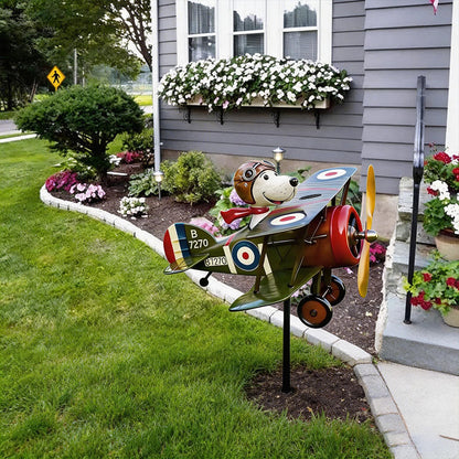 Rust-Resistant Vintage Airplane Wind Twirler for Gardens