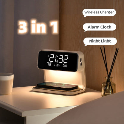 Multi-Functional Touch Lamp with Clock & Wireless Charger