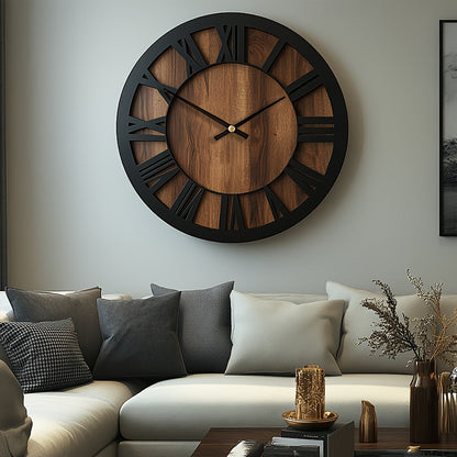 Rustic Elegance Wall Clock with Roman Numerals
