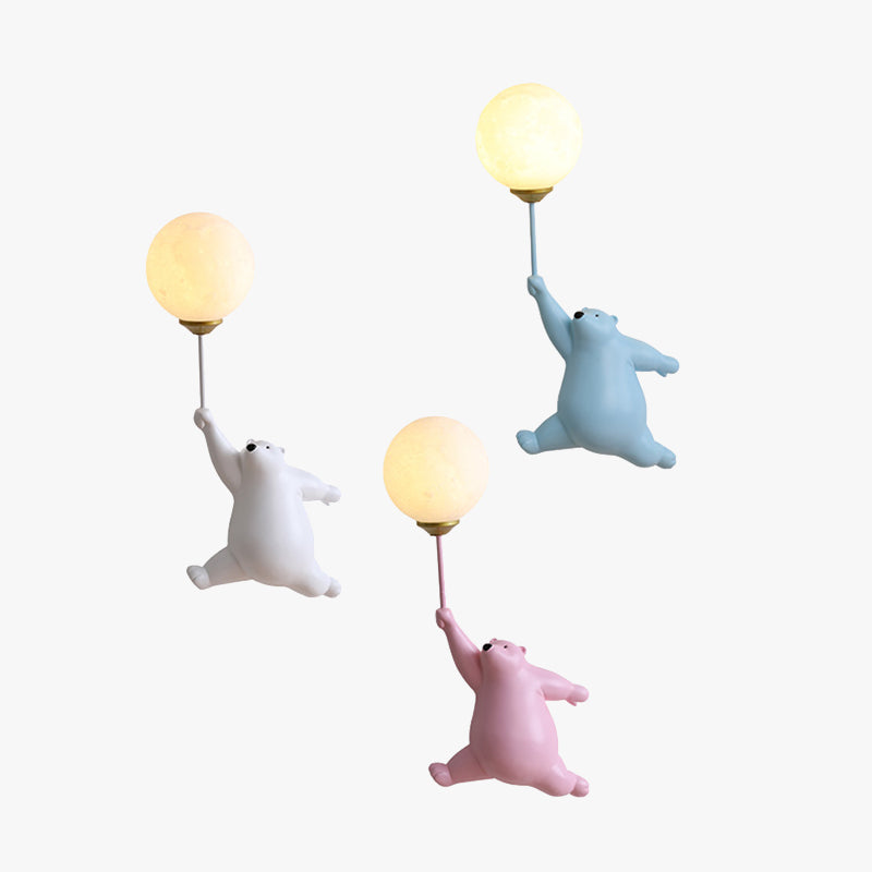 Charming Bear Balloon Wall Lamp for Kids' Spaces