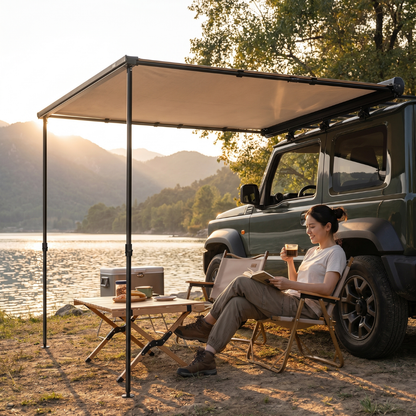 Adjustable Aluminum Pole Vehicle Side Awning - 8.2 x 6.5 ft