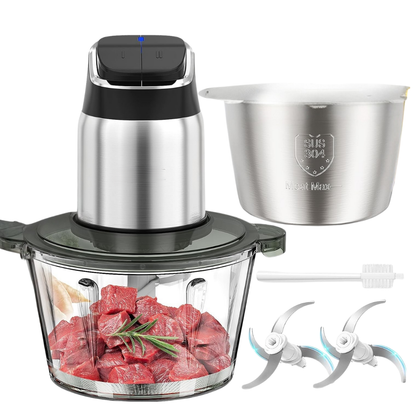 Food Processor 8-Cup Capacity with Two Bowls and Speed Adjustment