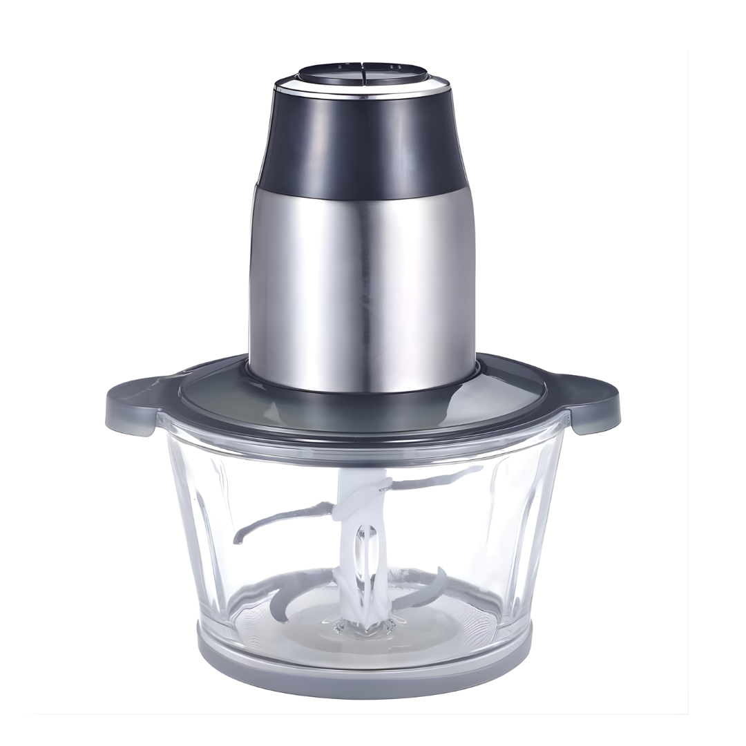 450W Food Processor with Glass Bowl and Stainless Steel Cutting Blades, 8-Cup