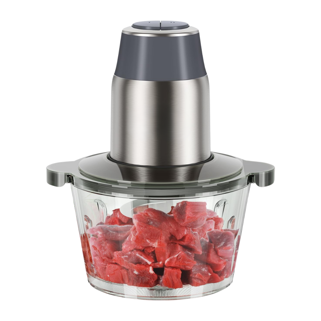 450W Food Processor with Glass Bowl and Stainless Steel Cutting Blades, 8-Cup