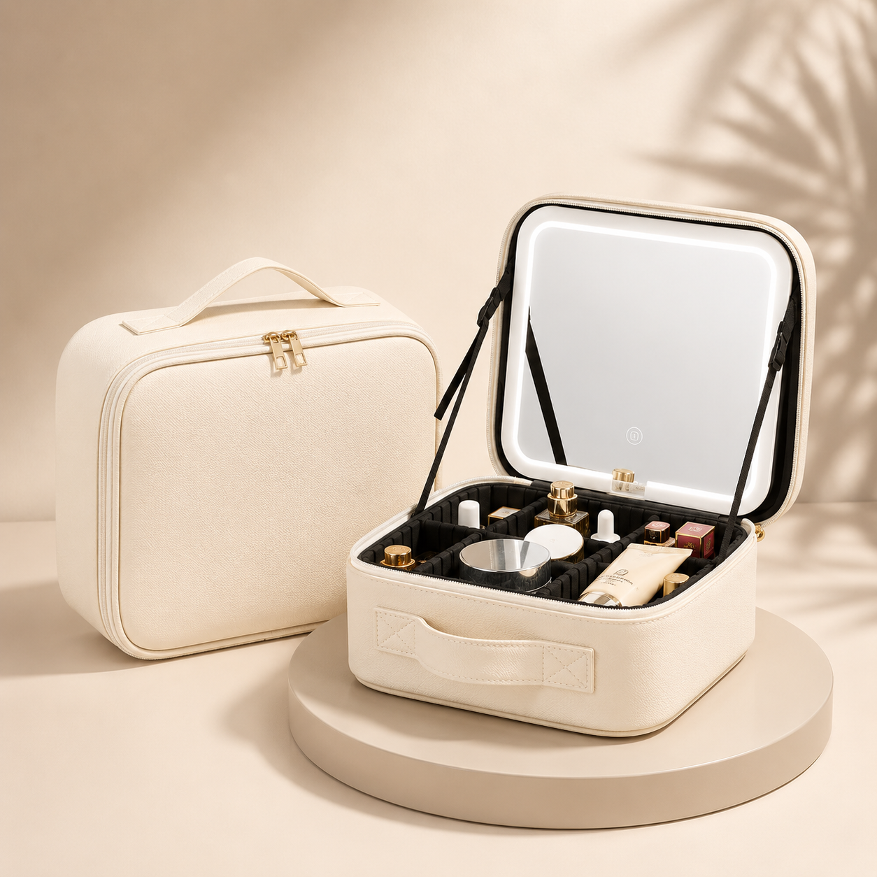Portable Beauty Organizer with Illuminated Mirror - Perfect for Travel