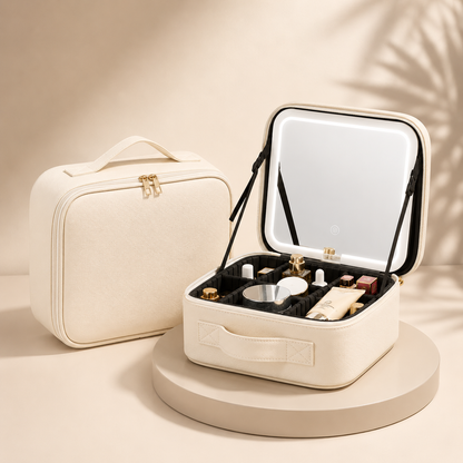 Portable Beauty Organizer with Illuminated Mirror - Perfect for Travel
