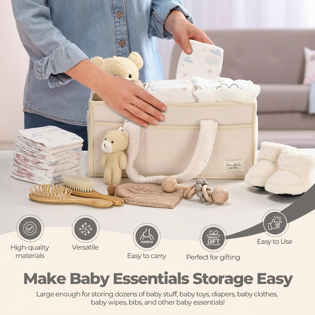 Cozy Baby Essentials Organizer - Plush Diaper Caddy