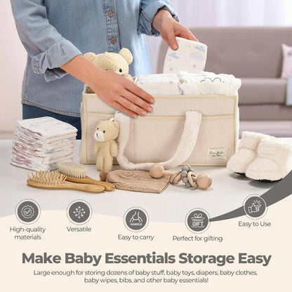 Cozy Baby Essentials Organizer - Plush Diaper Caddy