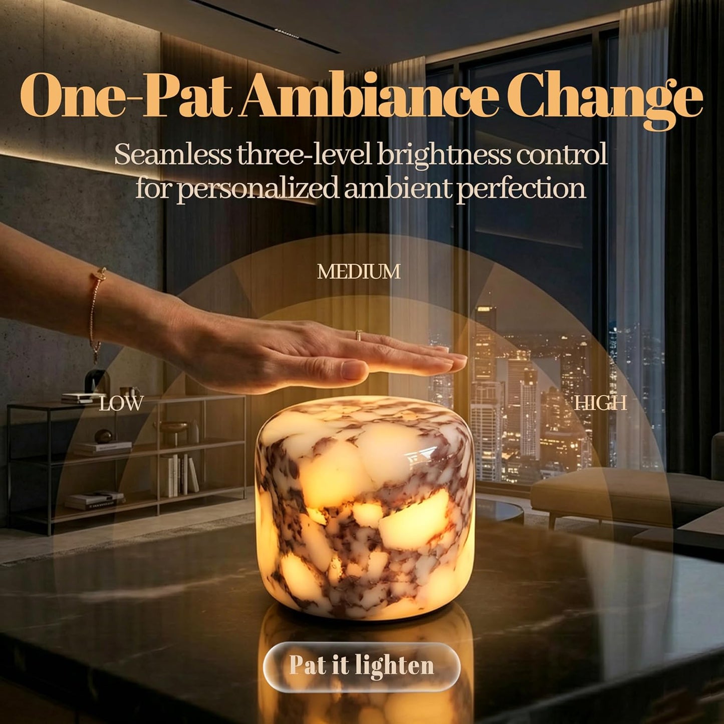 Elegant Marble LED Lamp with USB-C Charging & Custom Brightness