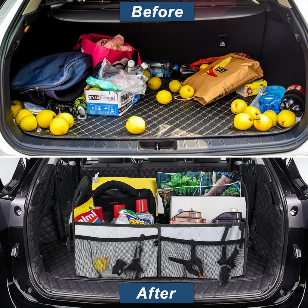 Spacious Waterproof Trunk Organizer – Foldable Car Storage Solution