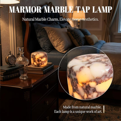 Elegant Marble LED Lamp with USB-C Charging & Custom Brightness