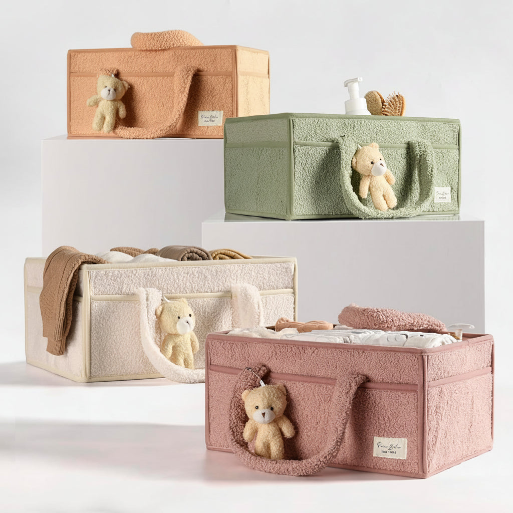 Cozy Baby Essentials Organizer - Plush Diaper Caddy