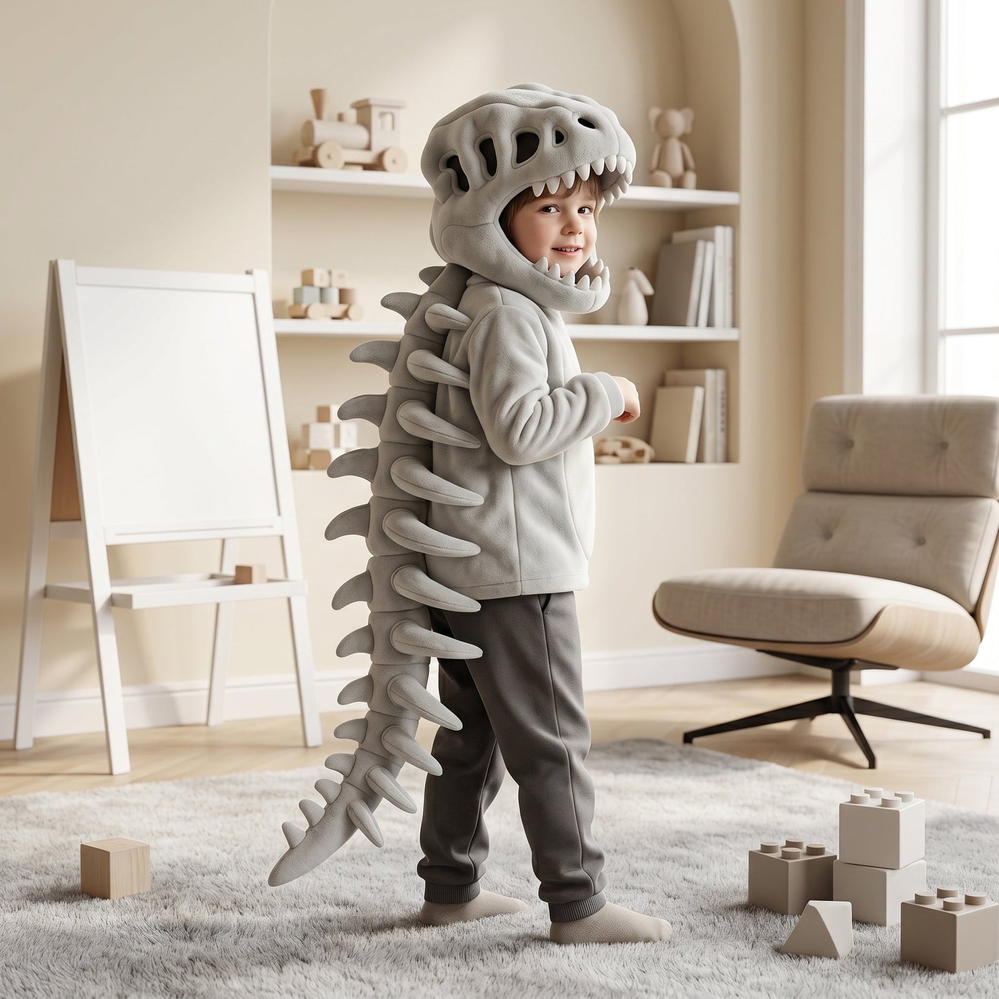 Baby Hoodie in Dinosaur Plush Design