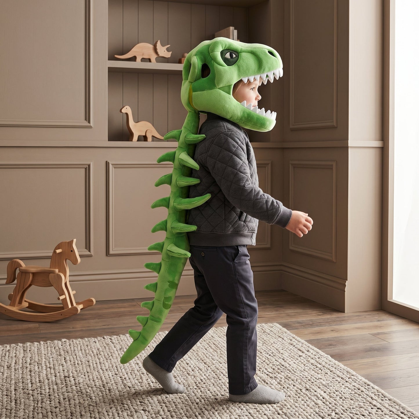 Baby Hoodie in Dinosaur Plush Design