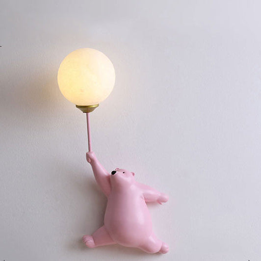 Charming Bear Balloon Wall Lamp for Kids' Spaces