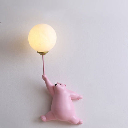 Charming Bear Balloon Wall Lamp for Kids' Spaces