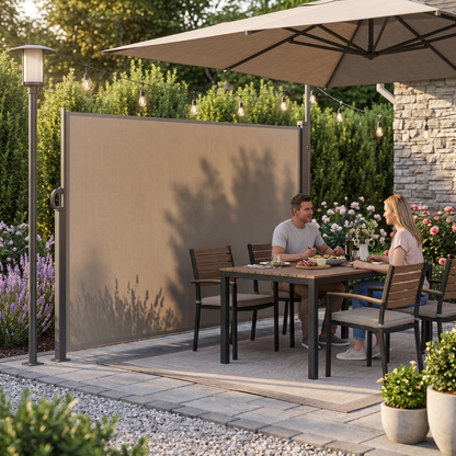 Aluminum Privacy Screen Retractable Side Awning 88 x 138 Inches