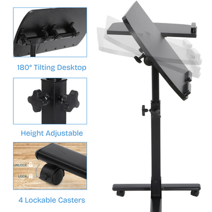 Adjustable Mobile Laptop Desk on Wheels