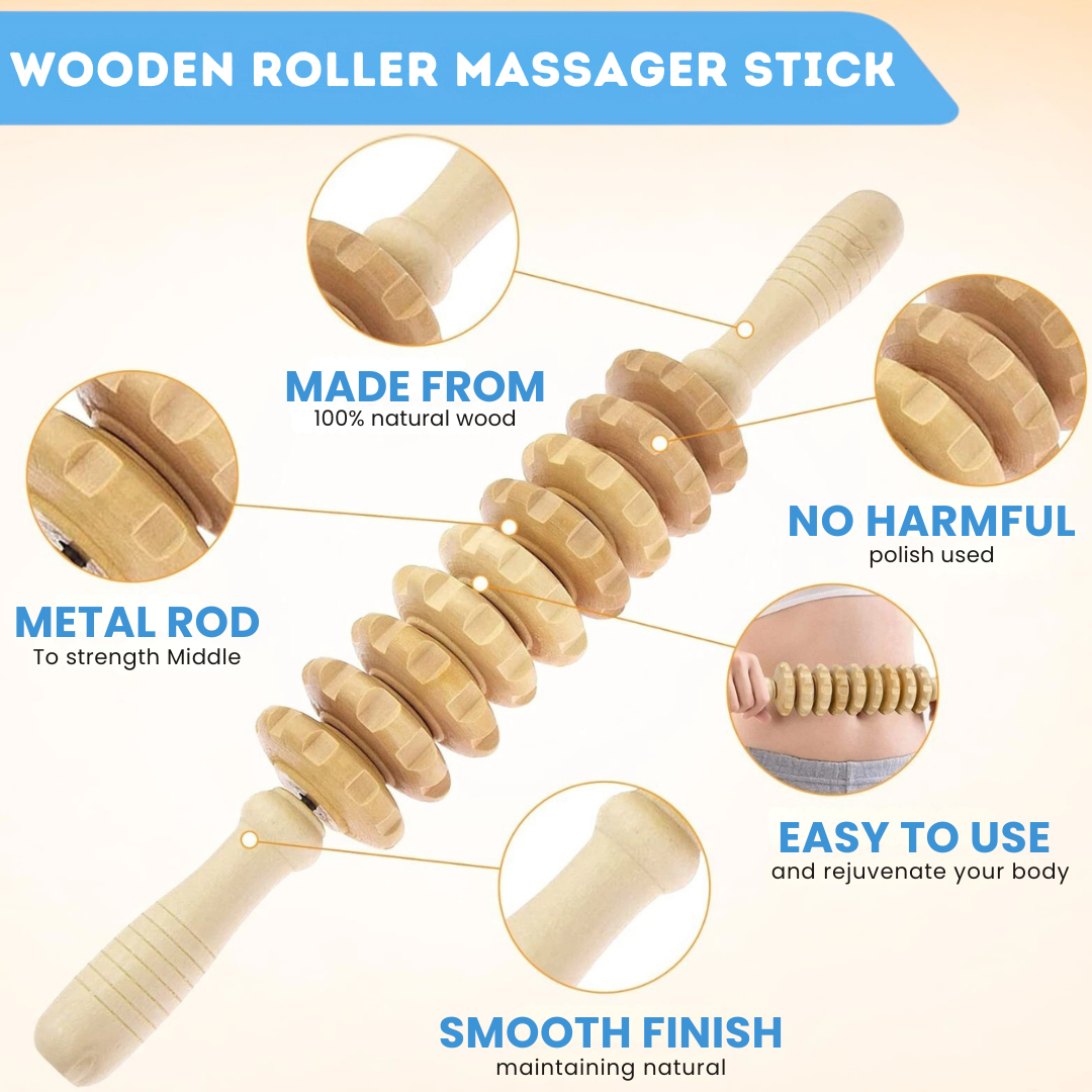 Massage Roller for Fascia Made of Wood