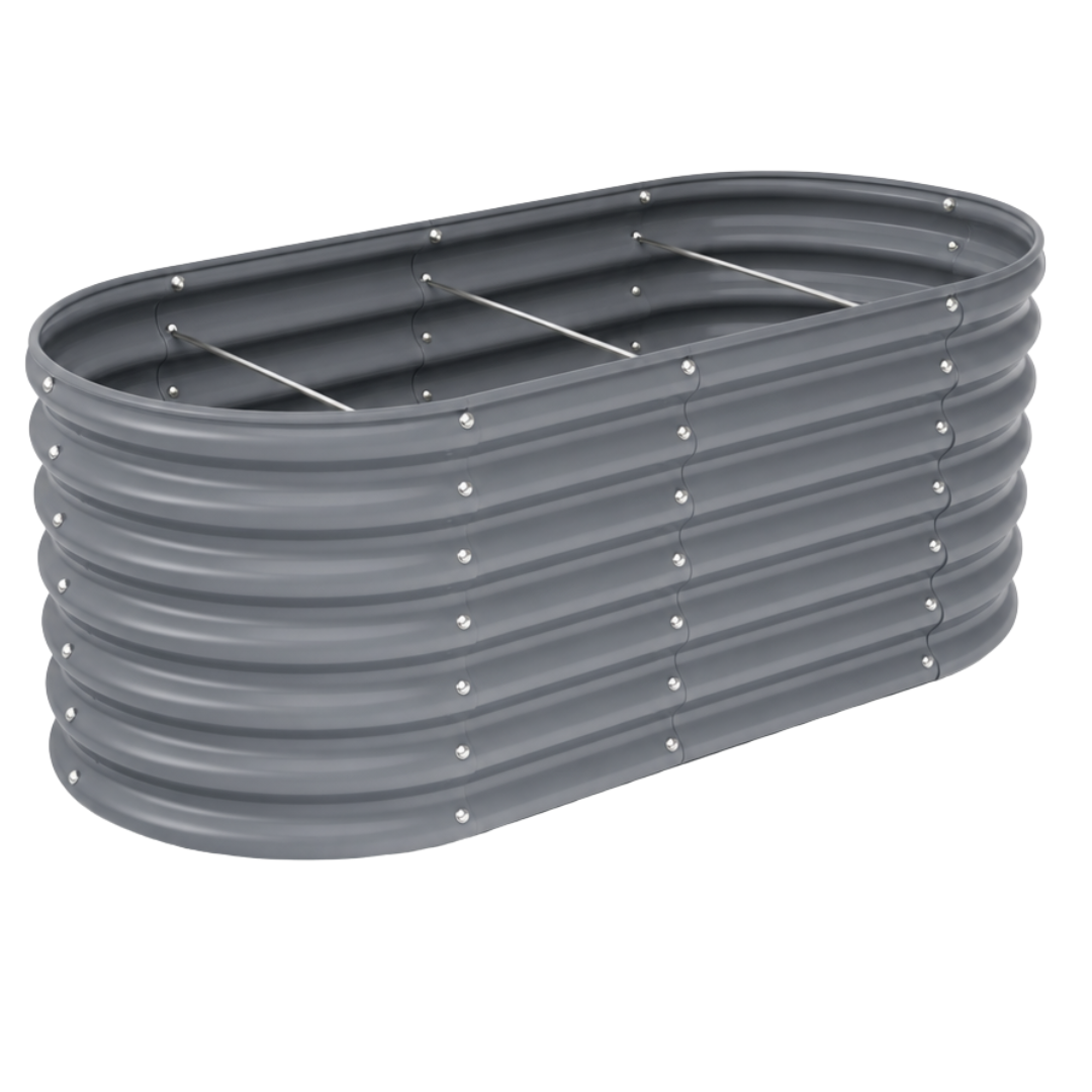Galvanized Oval Planter - 478 Gallon Raised Garden Bed, 96x48x24 in