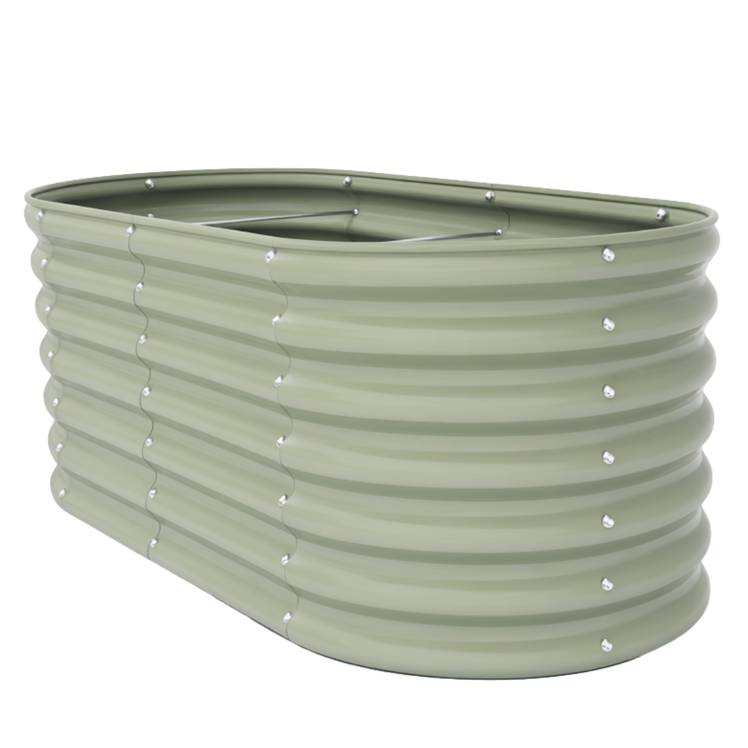 Galvanized Oval Planter - 478 Gallon Raised Garden Bed, 96x48x24 in