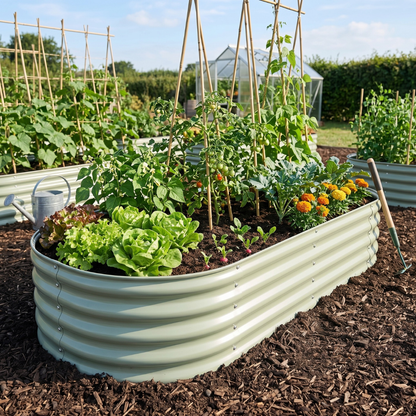 Galvanized Oval Planter - 478 Gallon Raised Garden Bed, 96x48x24 in