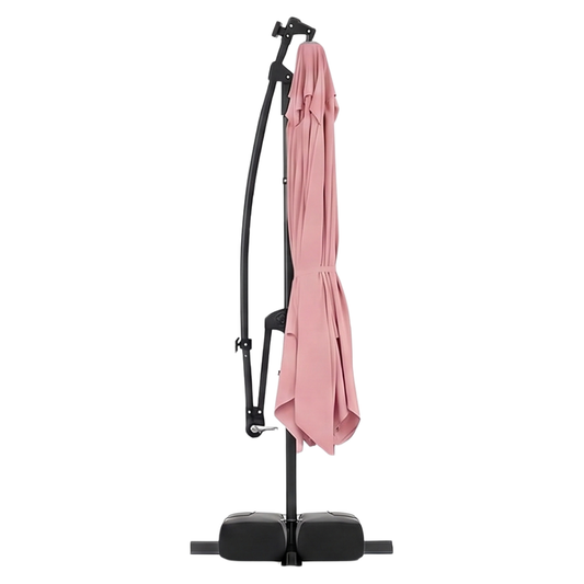 8-Foot Solar LED Patio Umbrella with Base and Rotating Feature