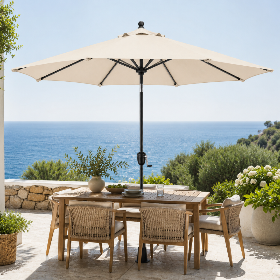 9-Foot Outdoor Table Umbrella with Crank and Tilt, 8 Ribs, UV Protection