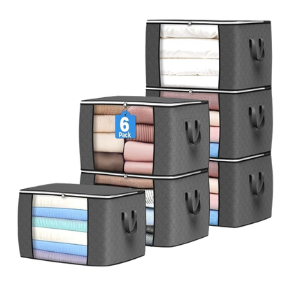 Multipack of 90L Foldable Storage Bags for Clothes with Window and Handles