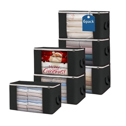 Multipack of 90L Foldable Storage Bags for Clothes with Window and Handles