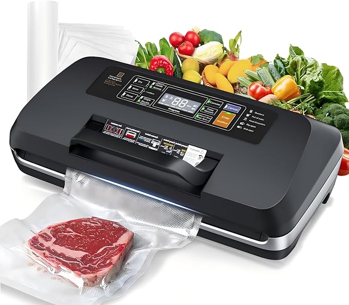 Vacuum Sealer with Double Heat Sealing and Integrated Cutter - 95kPa