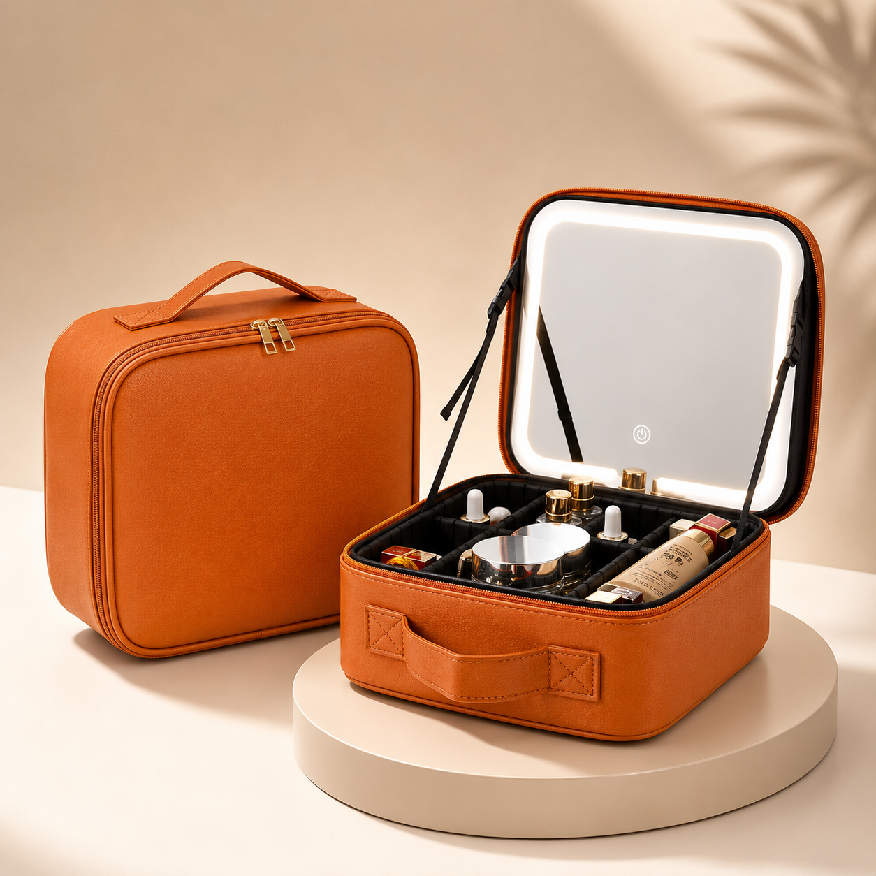 Portable Beauty Organizer with Illuminated Mirror - Perfect for Travel