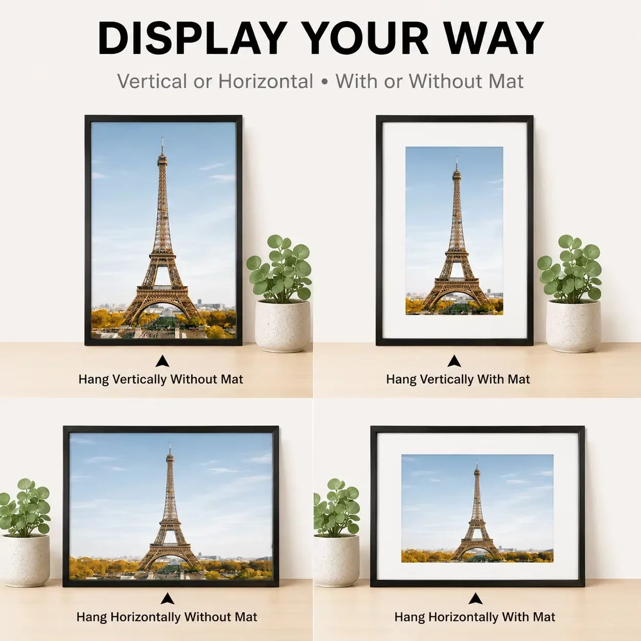 3-Pack Set of Aluminum Frames for Pictures