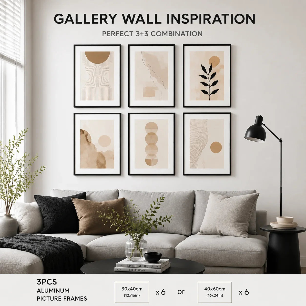 3-Pack Set of Aluminum Frames for Pictures