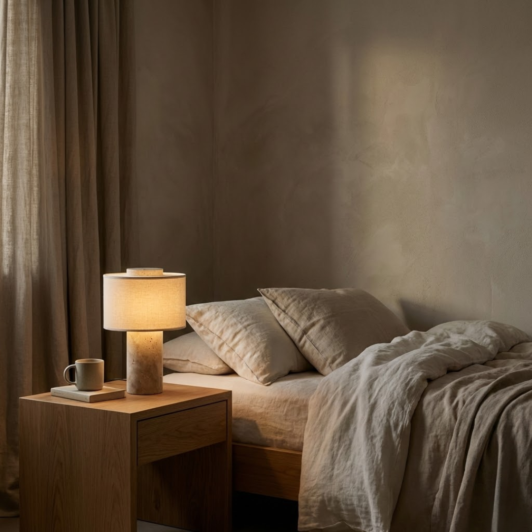 RadiantGlow Cordless Marble and Fabric LED Table Lamp
