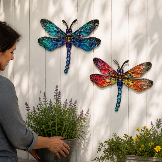 3D Sculptural Metal Dragonfly Wall Art