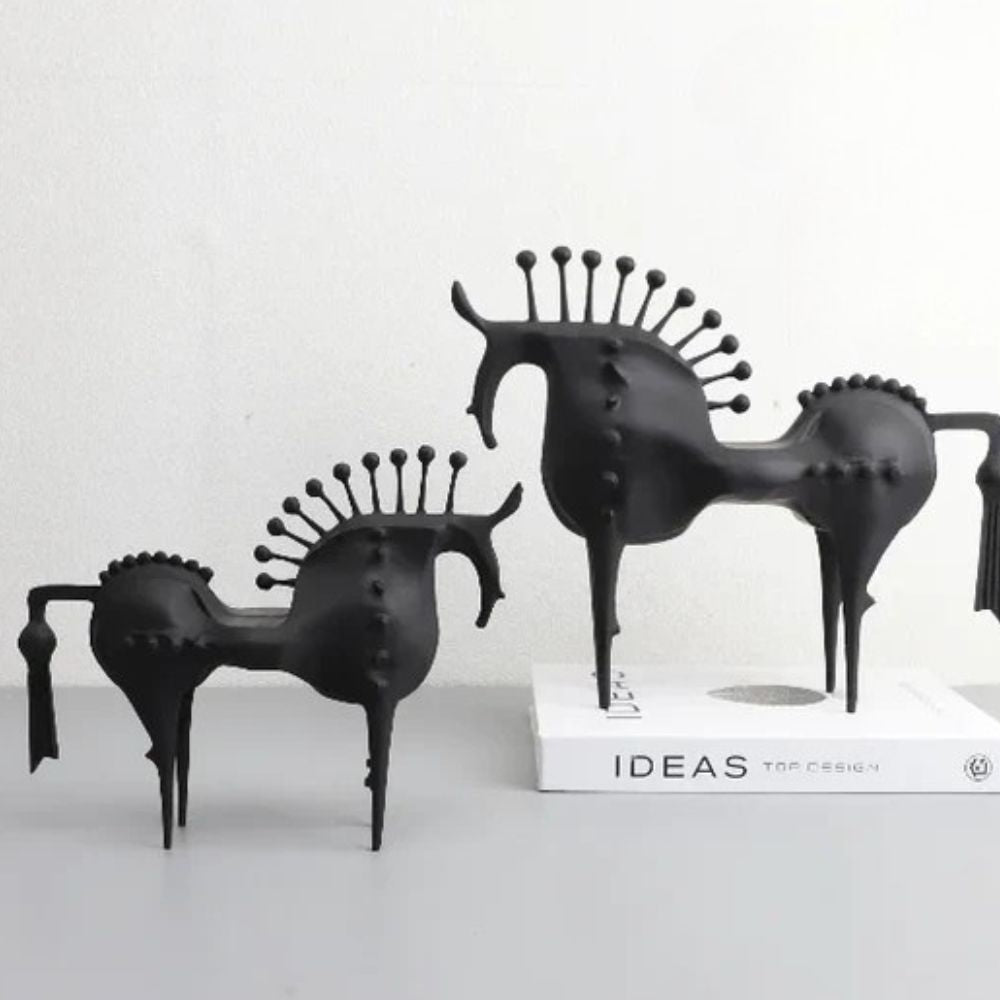 Abstract Horse Sculpture Premium Metal & Sleek Black Finish
