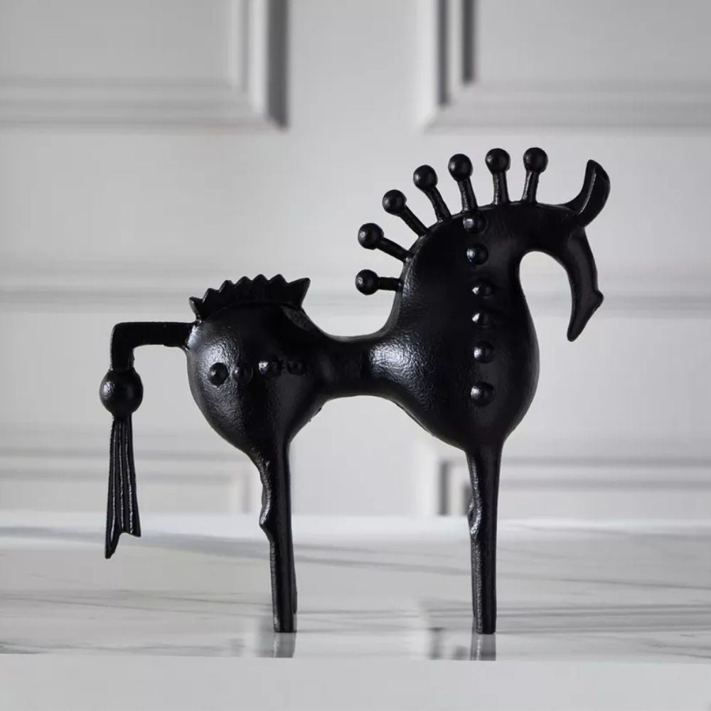 Abstract Horse Sculpture Premium Metal & Sleek Black Finish