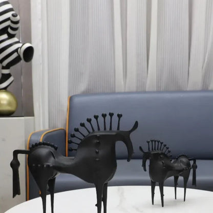 Abstract Horse Sculpture Premium Metal & Sleek Black Finish