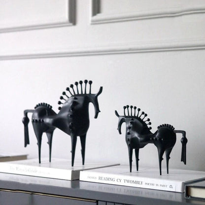Abstract Horse Sculpture Premium Metal & Sleek Black Finish