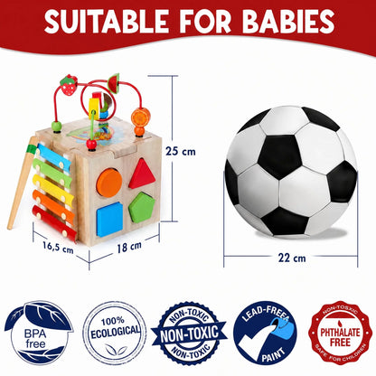 Activity Cube 8-in-1 Natural Rubberwood Montessori Activities