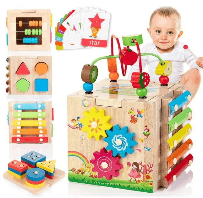 Activity Cube Wooden 8-in-1 Educational Toy