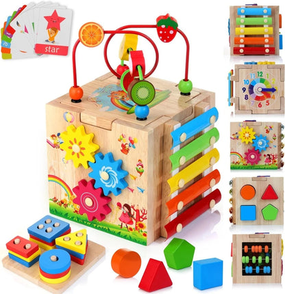 Activity Cube Wooden 8-in-1 Educational Toy