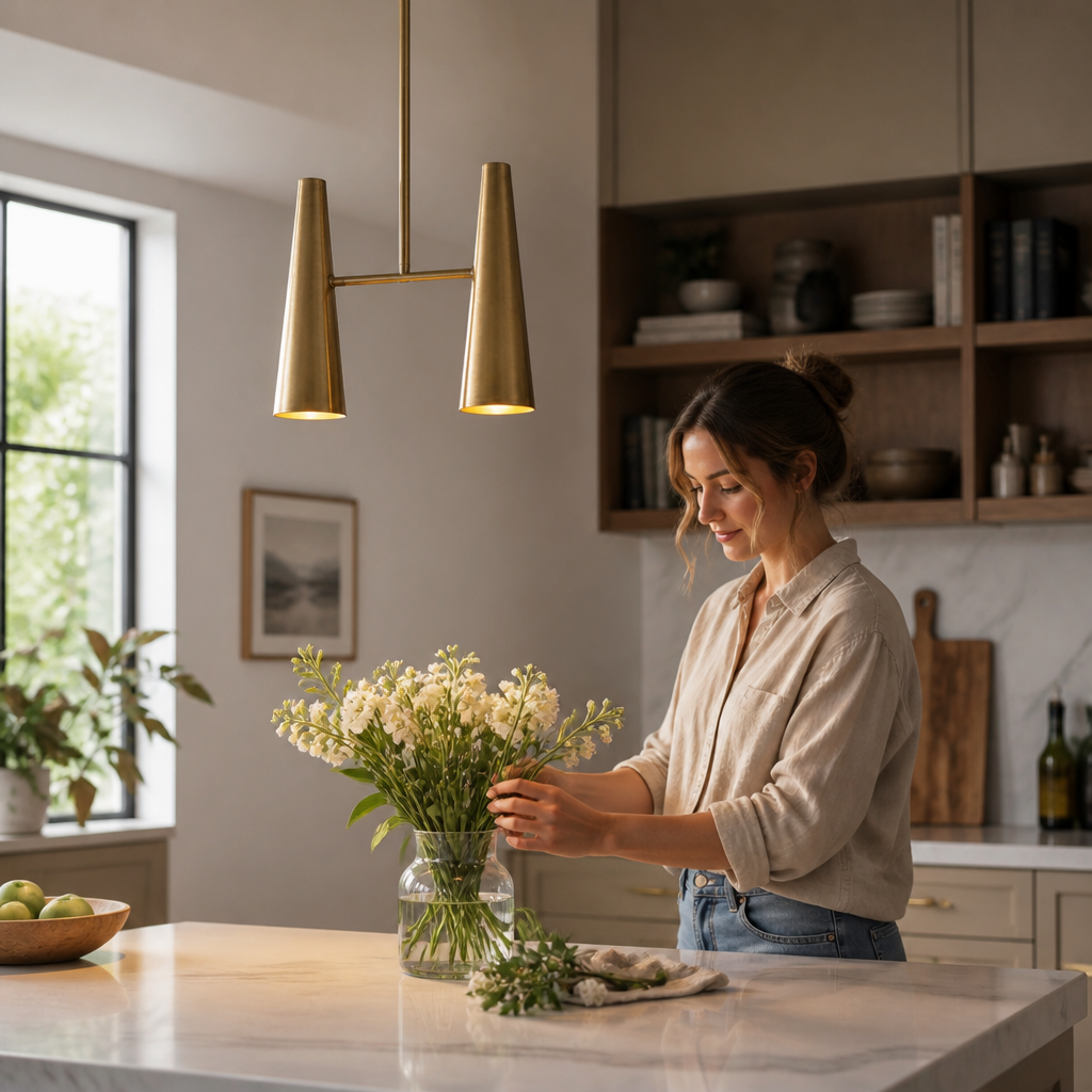 Adjustable Directional Brass Linear Pendant Light