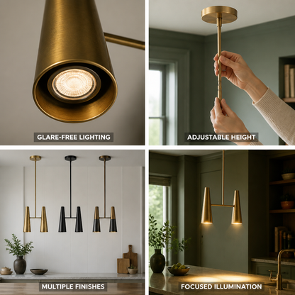 Adjustable Directional Brass Linear Pendant Light
