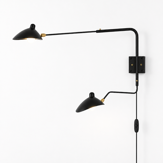 Adjustable Long-Arm Rotating Shade Wall Sconce (Plug-In)