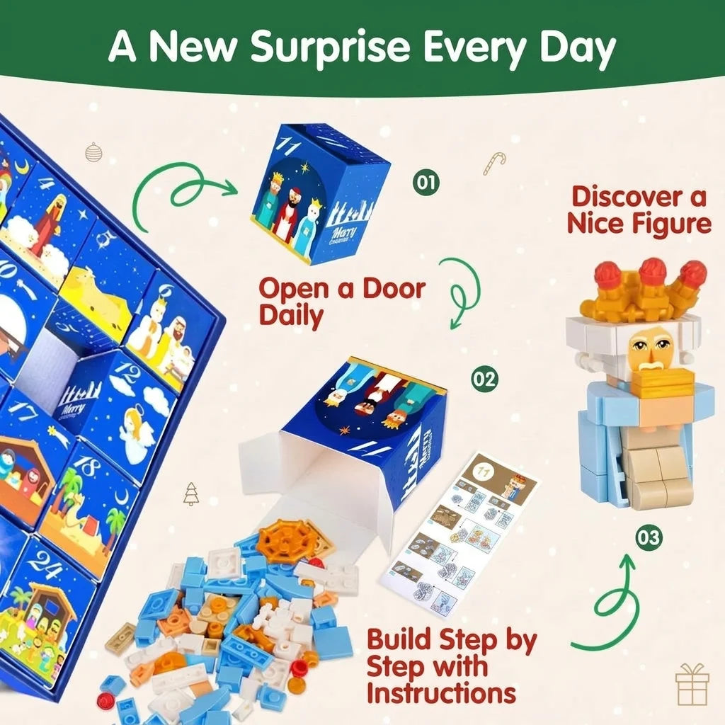 Advent Calendar 24 Building Brick Kits Nativity Scene