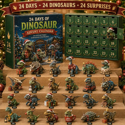Advent Calendar 24-Day Dinosaur Figurines Hanging Or Standing