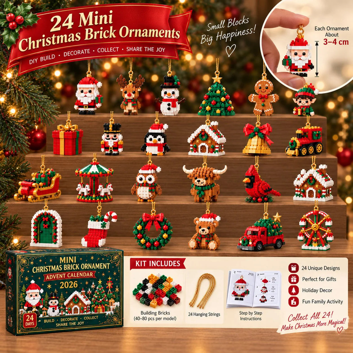Advent Calendar 24 Mini Building Sets Hanging Decorations